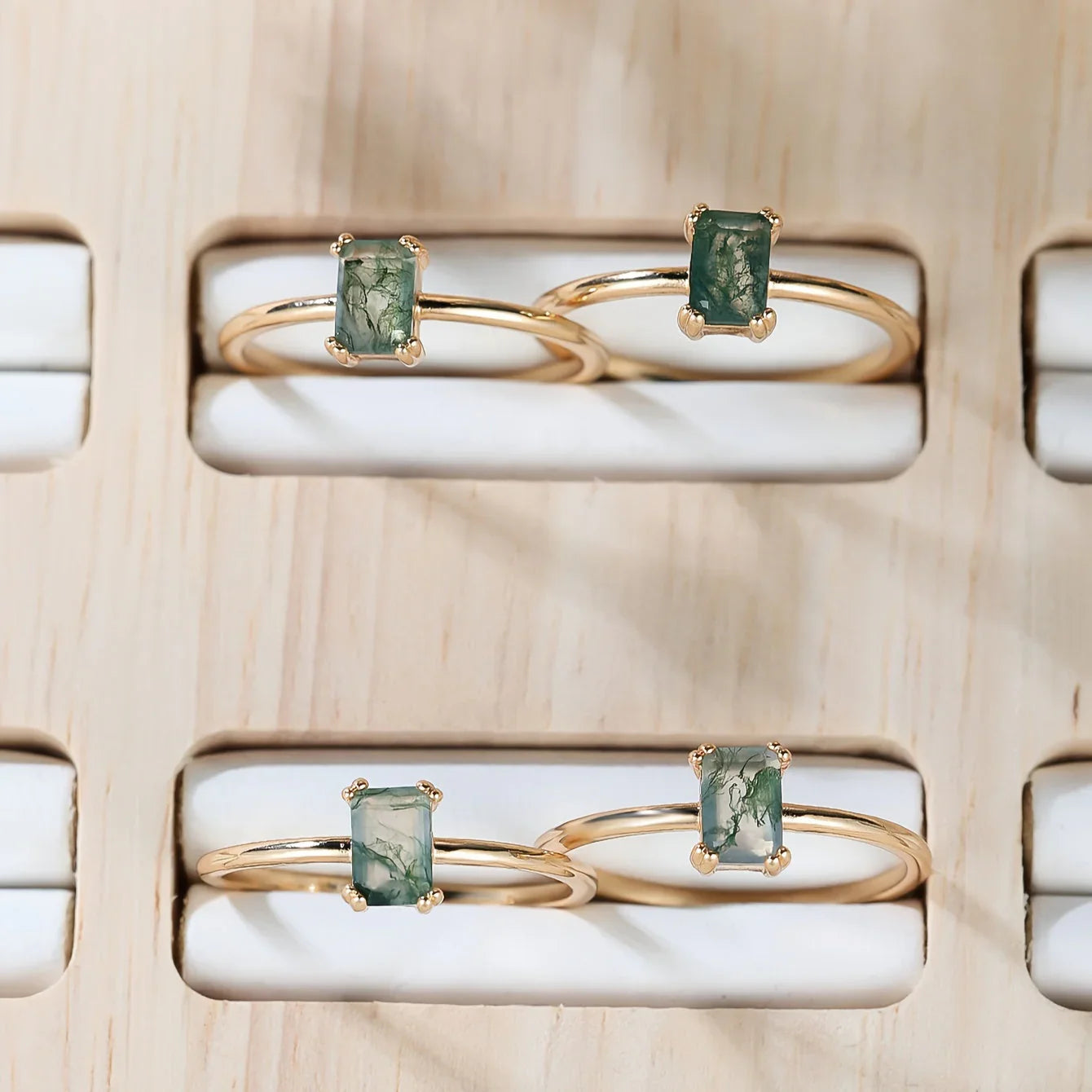 Rowen™ | Natürlicher Moosachat-Ring