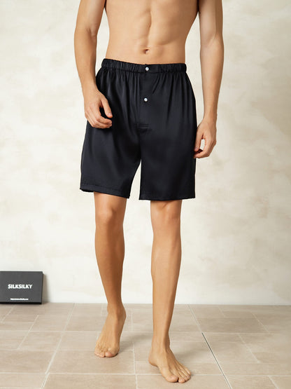 Short En Soie Pure Taille Élastique Shorts De Nuit Pour Hommes
