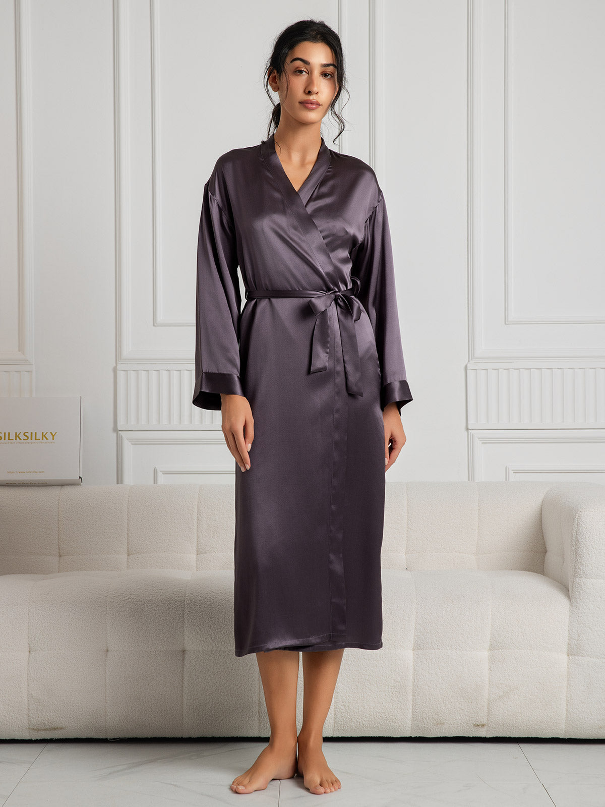Robe longue élégante en soie pure pour femme