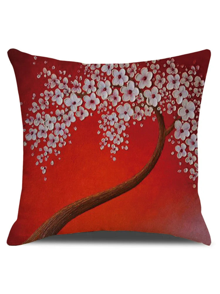 Barneys New York | Bloemenboom olieverfschilderij kunst kussensloop