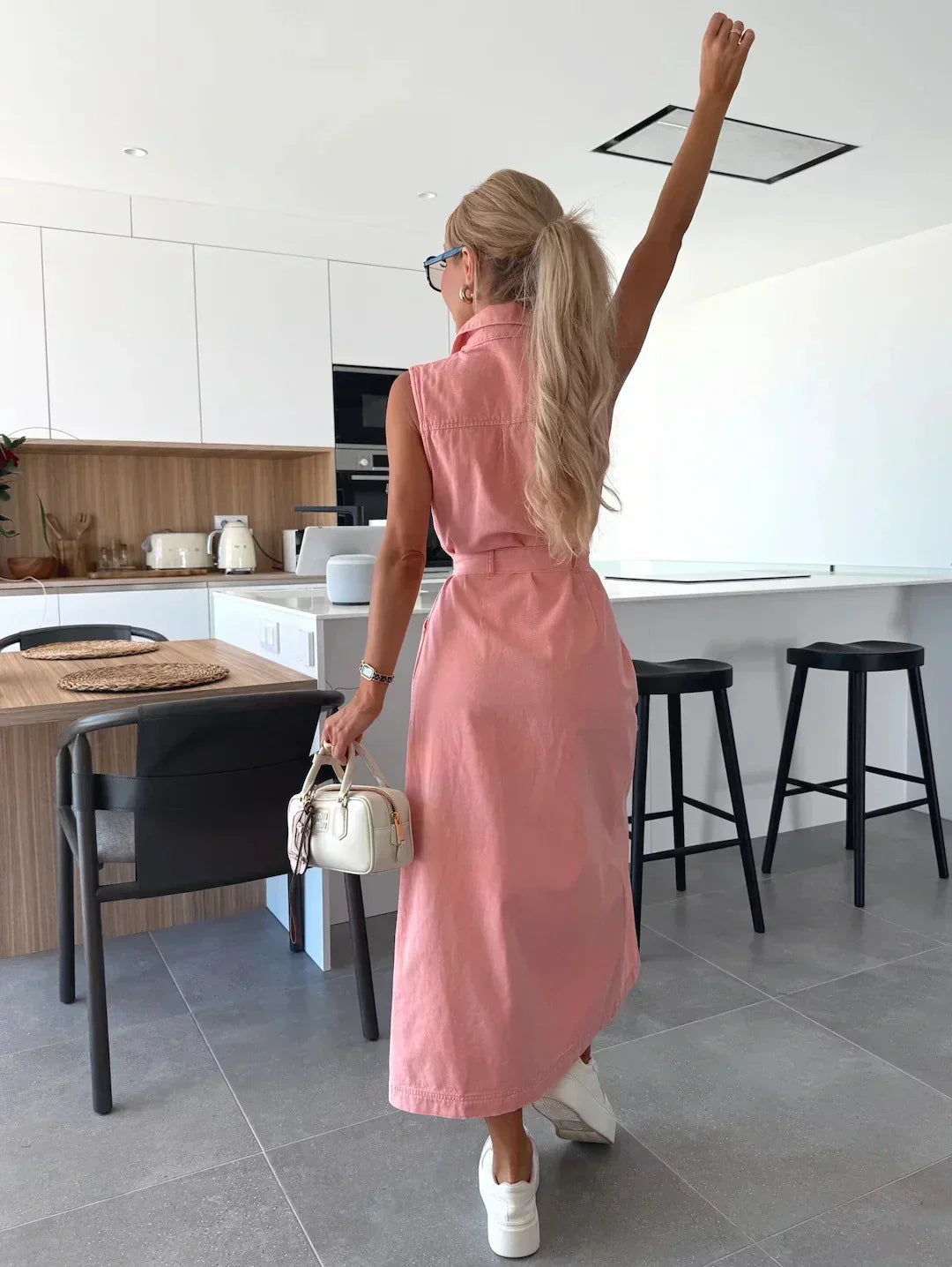 Hanna | Mouwloze lange spijkerjurk