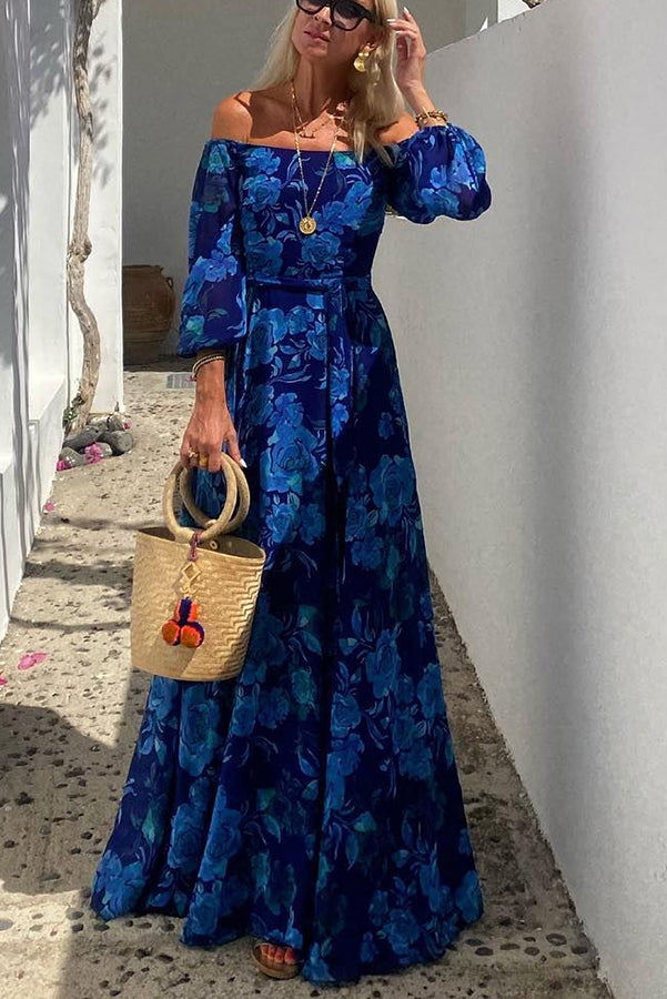 Calista | Bloemen Off-Shoulder Maxi-jurk