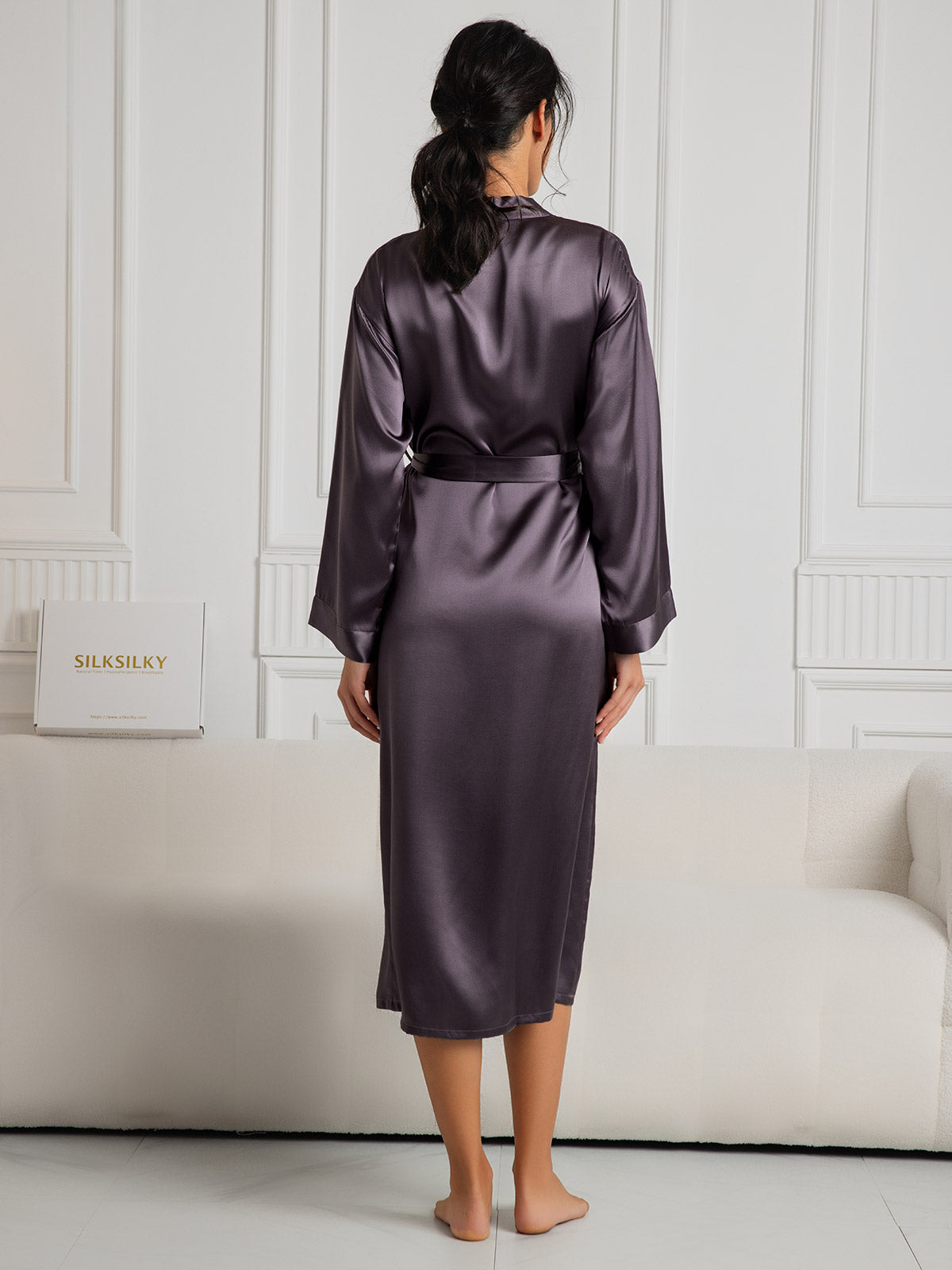 Elegante lange jurk van pure zijde voor dames