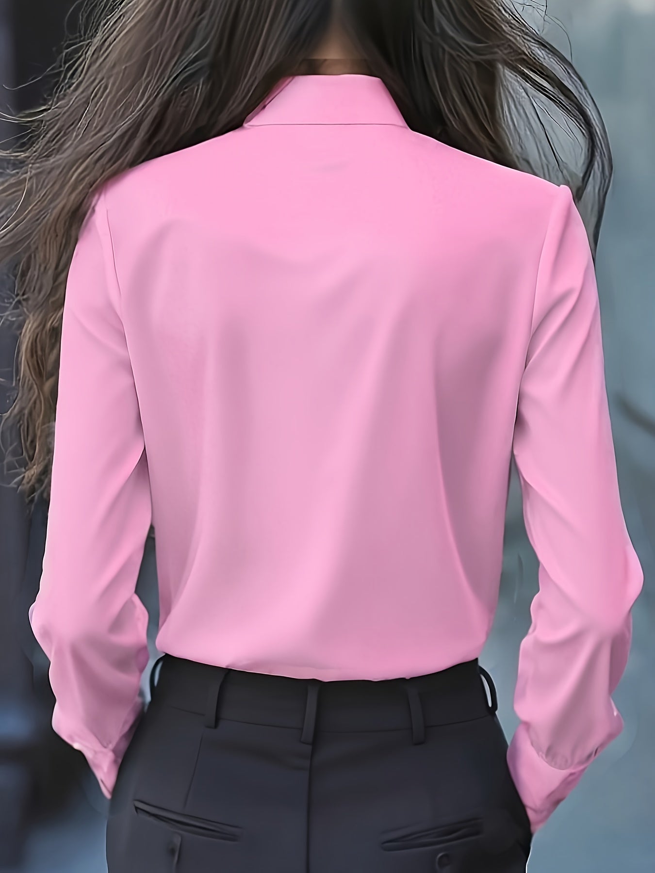 Dwyna - Langarm-Bluse mit Knopfleiste und Rüschen-Schleife