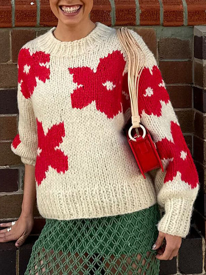 Veelzijdige bloemen sweater met ronde hals