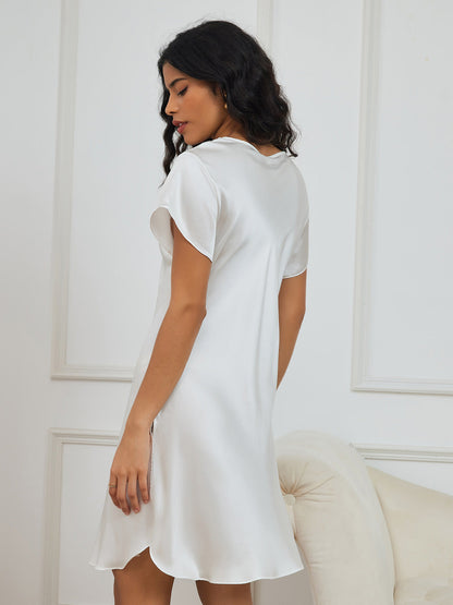 Chemise de Nuit Sexy Fendue sur le côté en Pure Soie