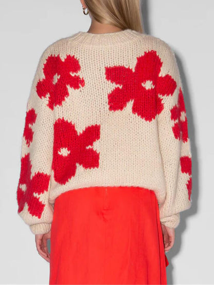 Veelzijdige bloemen sweater met ronde hals