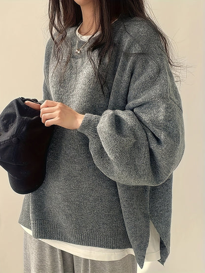 Pearline - Rundhals Pullover mit langen Ärmeln