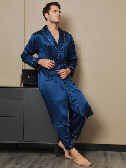 Peignoir Ceinturée à Col Revers En Pure Soie (Sans Pantalon)
