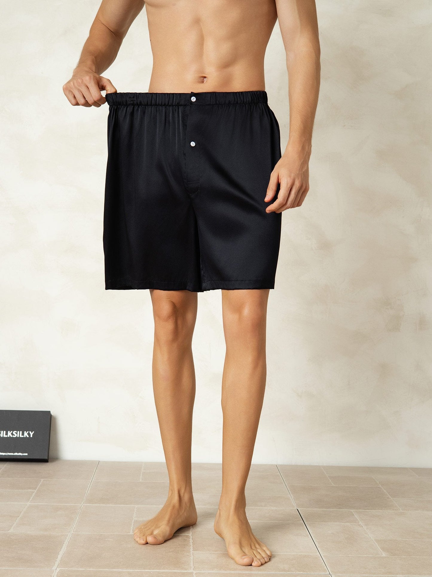 Short En Soie Pure Taille Élastique Shorts De Nuit Pour Hommes