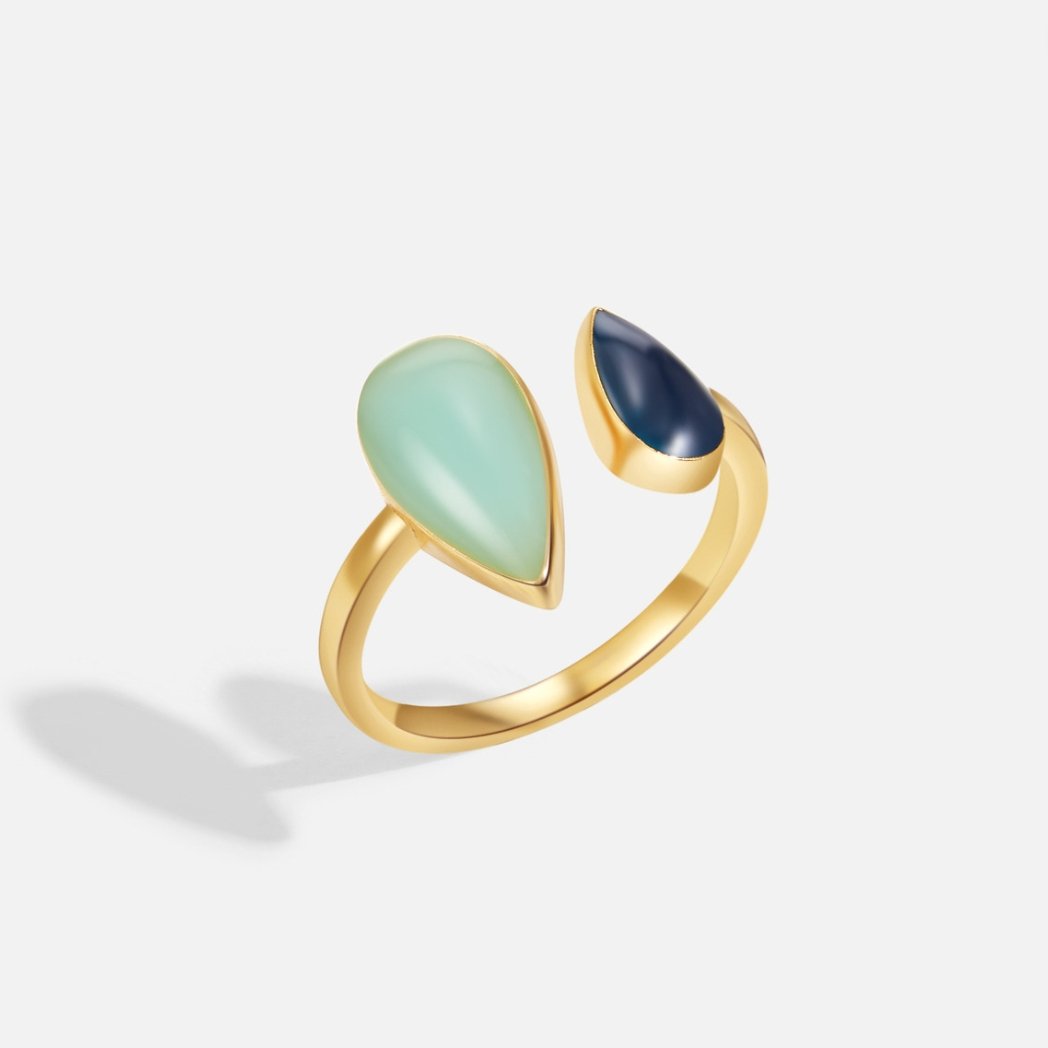 Bague en forme de goutte d'aigue-marine