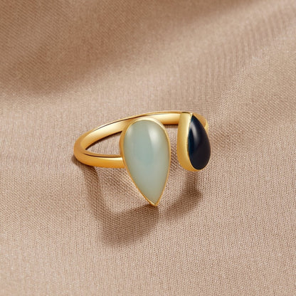 Bague en forme de goutte d'aigue-marine