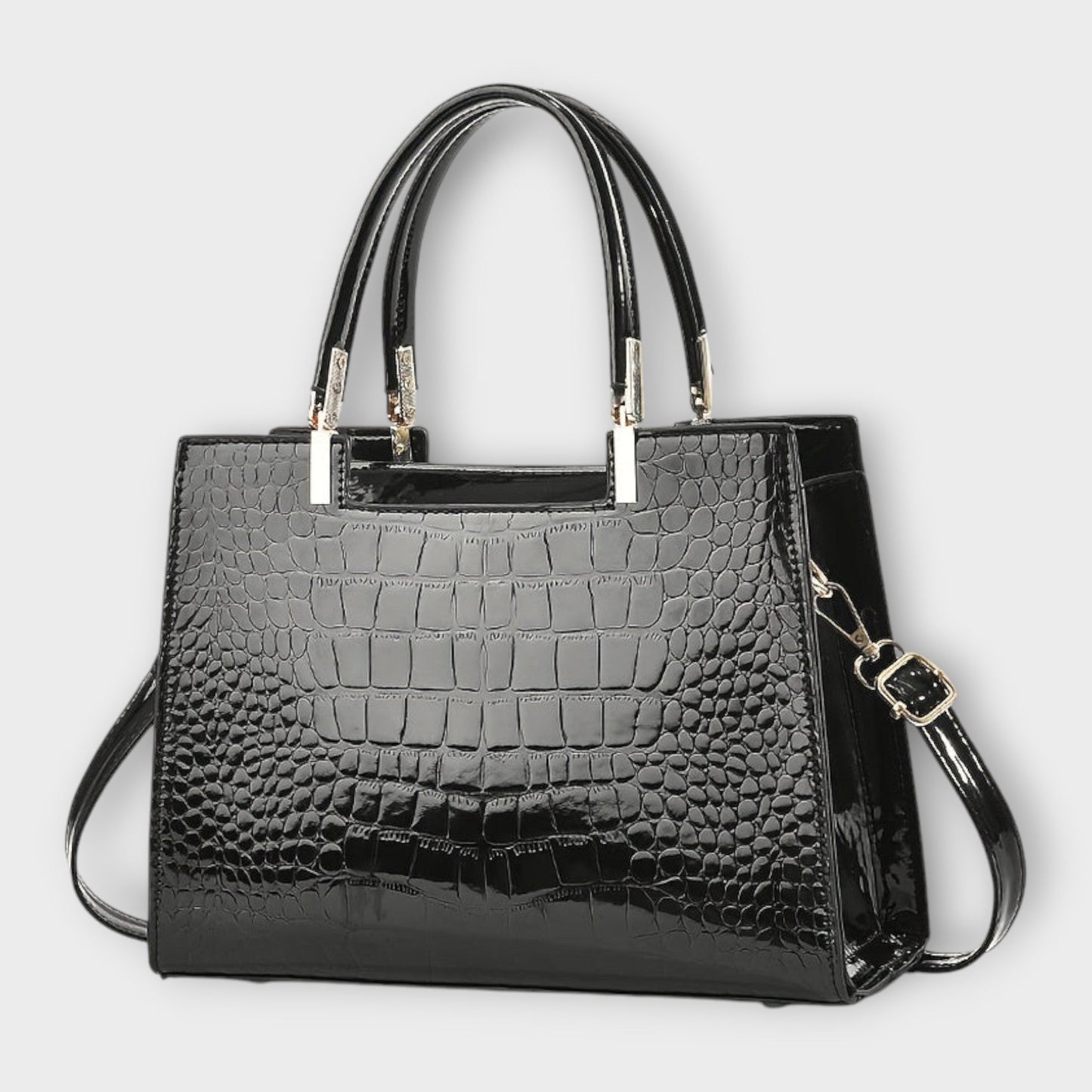 Olivia – Glanzende handtas met krokodillenpatroon