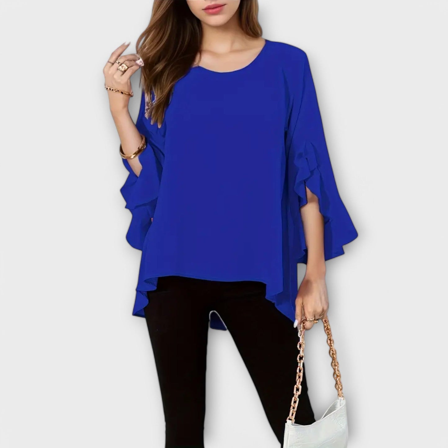 MÁRIA – BLOUSE VAN SOEPELE STOF MET RUFFLES