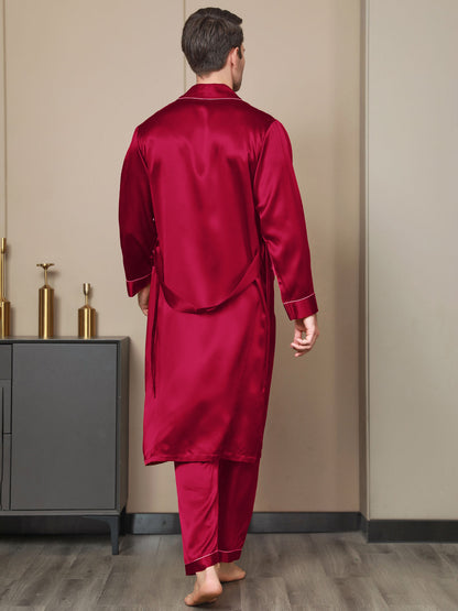 Peignoir Ceinturée à Col Revers En Pure Soie (Sans Pantalon)