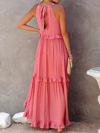 Delilah - Elegante Halterneck Jurk met Ruches