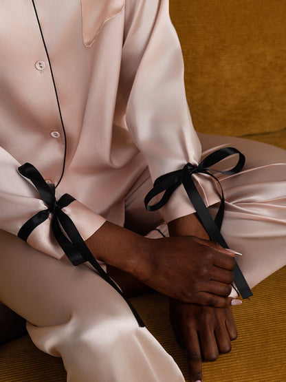 Pure Soie Longues Manches Pantalon Pyjama Set