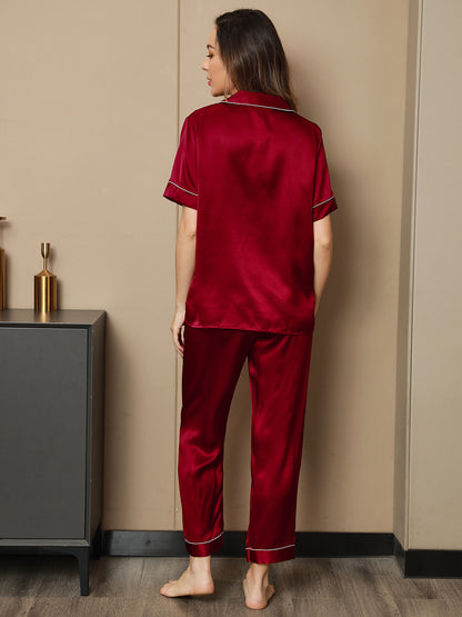 Pyjama à Manches Longues en Soie Pure 2Pcs