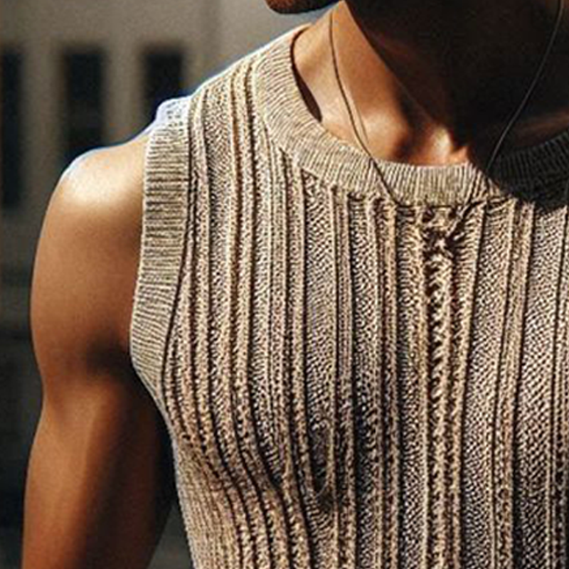 Heren Zomer Basic Gebreide Gestreepte Tanktop MTA1335F8U
