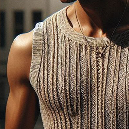 Heren Zomer Basic Gebreide Gestreepte Tanktop MTA1335F8U