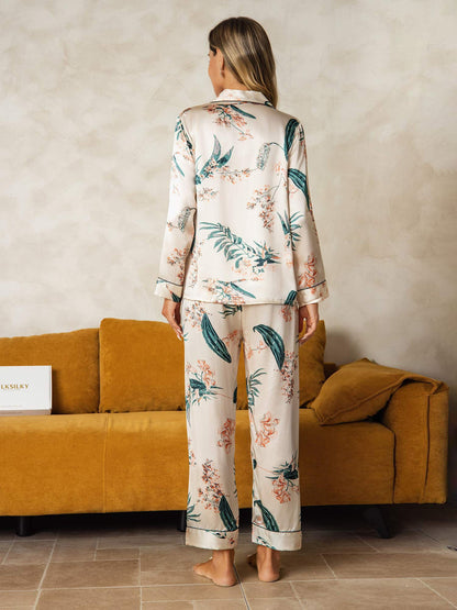 Luxe Pyjama van Pure Zijde met Print, 2-delig