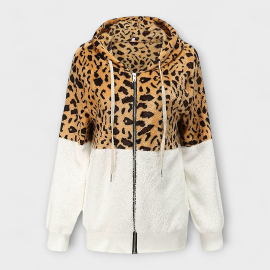 Lea - Leopar Desenli Polar Kapüşonlu Sweatshirt