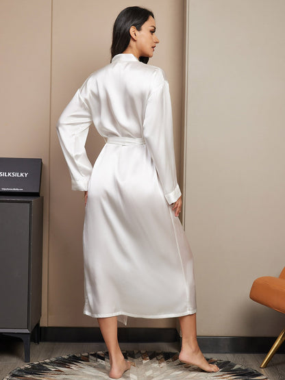 Femme Peignoir Long en Soie de Morus