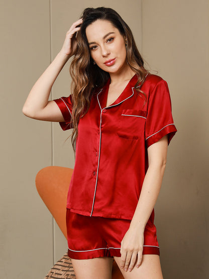 Pyjama en Soie Pure Ensemble de Pyjama Court 2Pcs