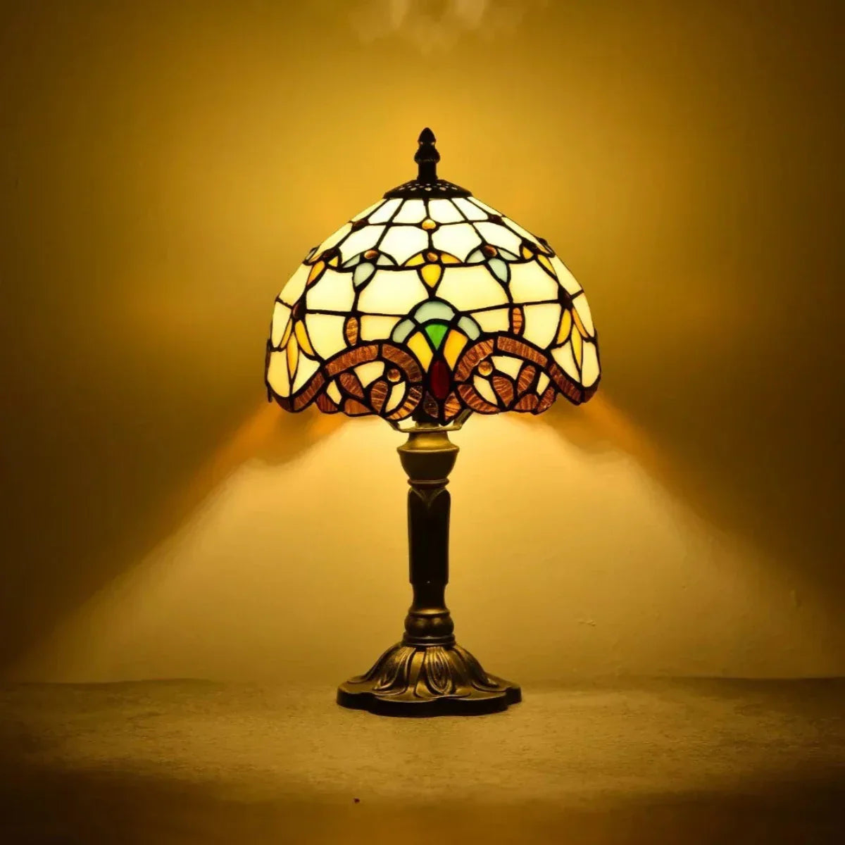 Antique stained glass lamp