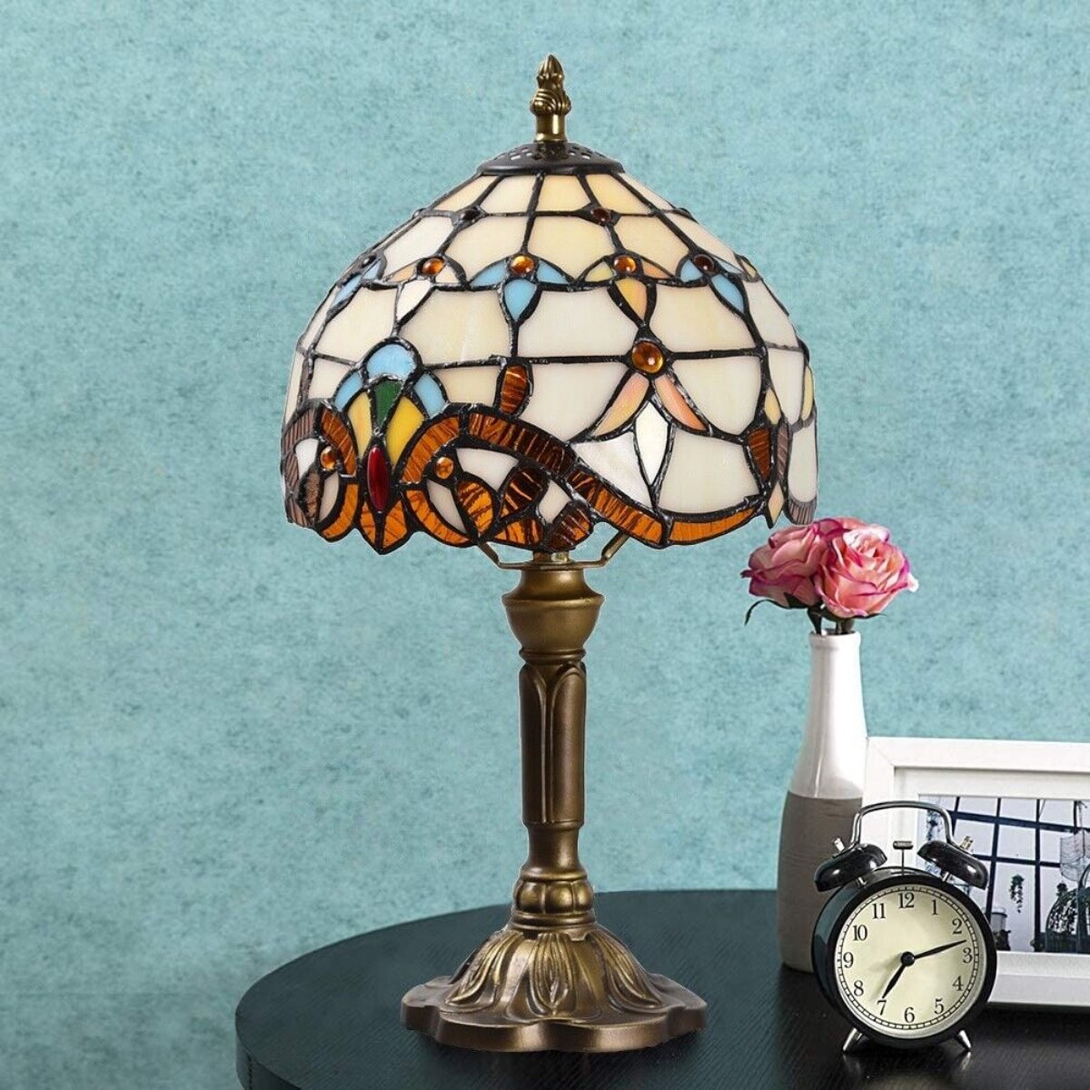 Antique stained glass lamp