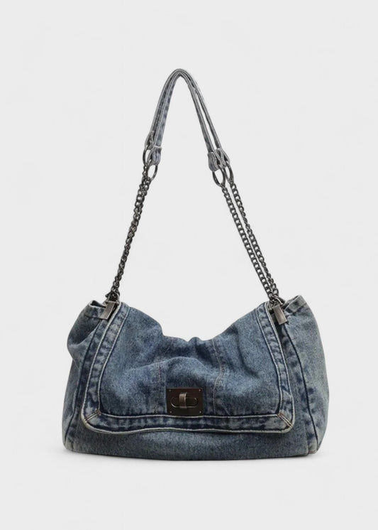 Sac à chaîne métallique de style urbain en denim - Briseida