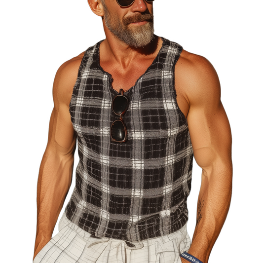 Men's Summer Classic Plaid Slim Tank Top MTA1852F5U