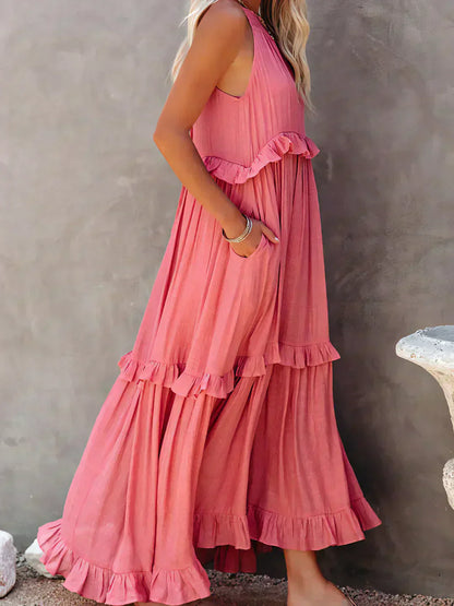 Delilah - Elegante Halterneck Jurk met Ruches