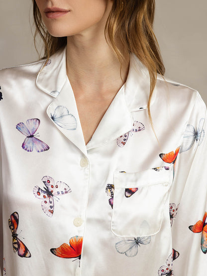 Klassieke Pyjama van Pure Zijde met Biesrand, 2-delig