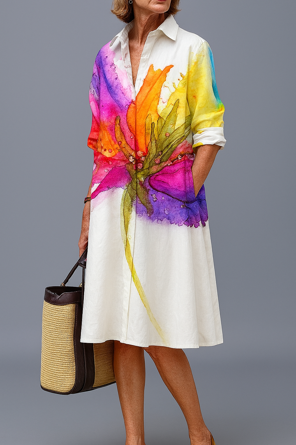 Doris - Luxuriöses Midi-Kleid für mühelosen Sommerkomfort