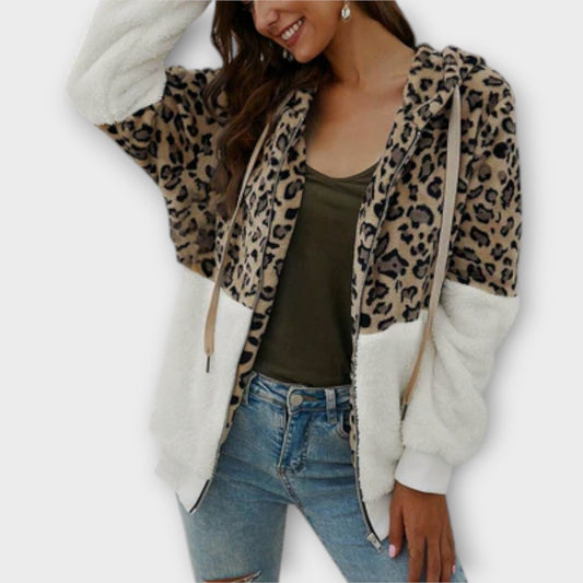 Fleece-hoodie met luipaarddesign