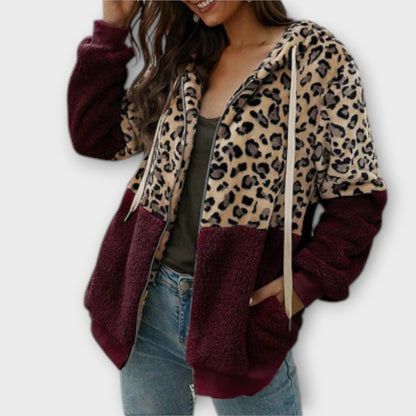Fleece-Hoodie mit Leoparden-Design