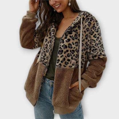 Fleece-Hoodie mit Leoparden-Design
