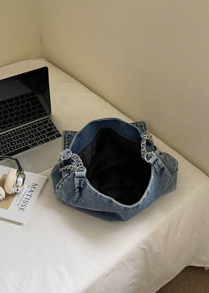 Sac à chaîne métallique de style urbain en denim - Briseida