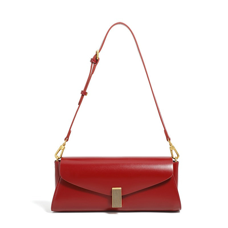 Dames schoudertas van imitatieleer met elegante metalen sluiting - Amandine