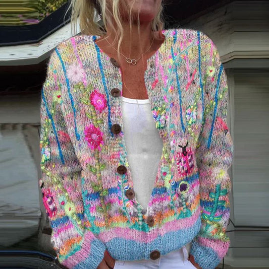 Sanne | Eleganter Cardigan mit Blumenmuster
