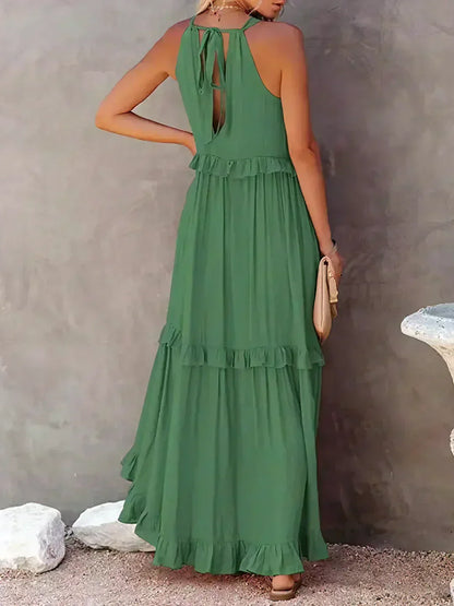 Delilah - Elegante Halterneck Jurk met Ruches