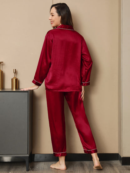 Klassieke Pyjama van Pure Zijde met Biesrand, 2-Delig