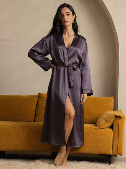 Femme Peignoir Long en Soie de Morus
