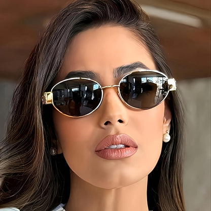 GLAM – Ovale roestvrijstalen bril met polariserende clip-on