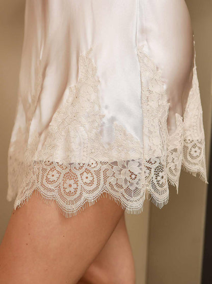 Satin nachthemd met luipaardprint, kanten sexy nachtkleding, puur zijde