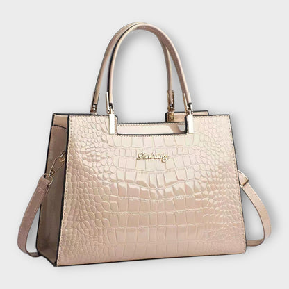 Olivia - Glänzende Krokodil-Optik Handtasche