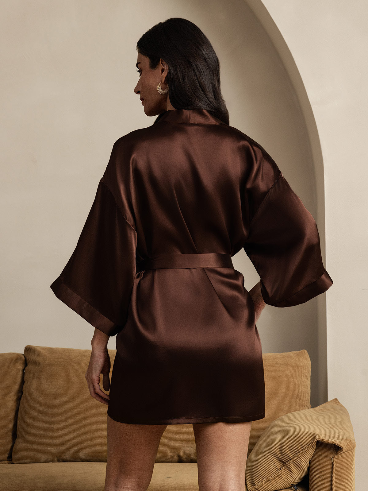 Dames Kimono Kimono Zijden Korte Badjas Glanzend