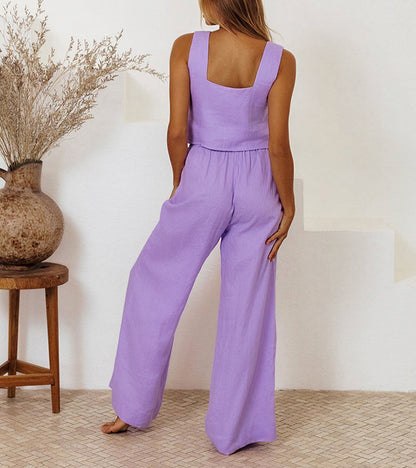 Rosea Set aus Minimalist Top und Hose mit weitem Bein