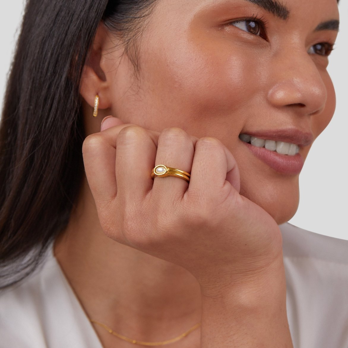 18K gouden ring met parels